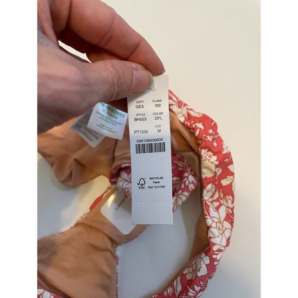 J. Crew Floral Swim Bikini Bottom Mauve Pink Tan Cream Size M NEW - Picture 8 of 9
